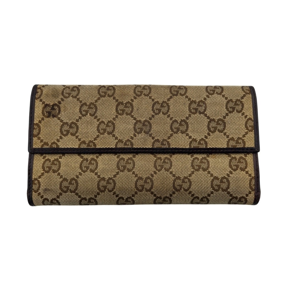 Gucci GG Monogram Jackie Bamboo Piston Clasp Long Wallet Brown Canvas 208566 - Picture 2 of 11
